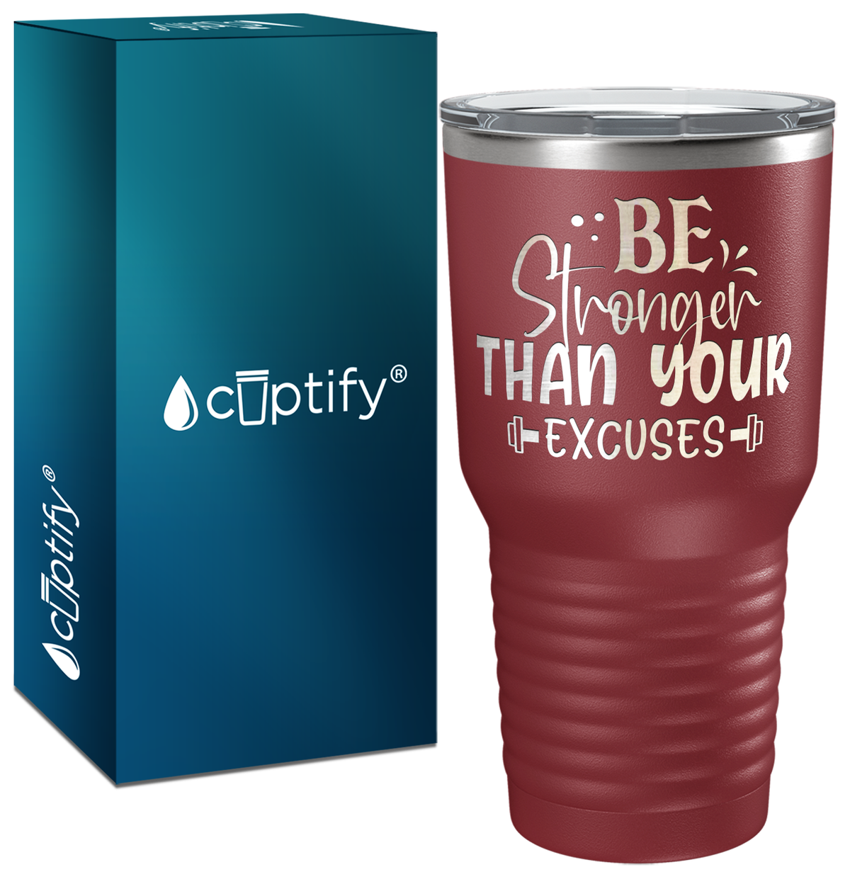 Be Stronger Than Your Excuses Laser Engraved on Stainless Steel Motivational Tumbler