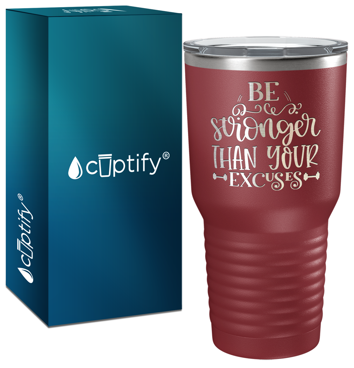 Be Stronger Laser Engraved on Stainless Steel Motivational Tumbler