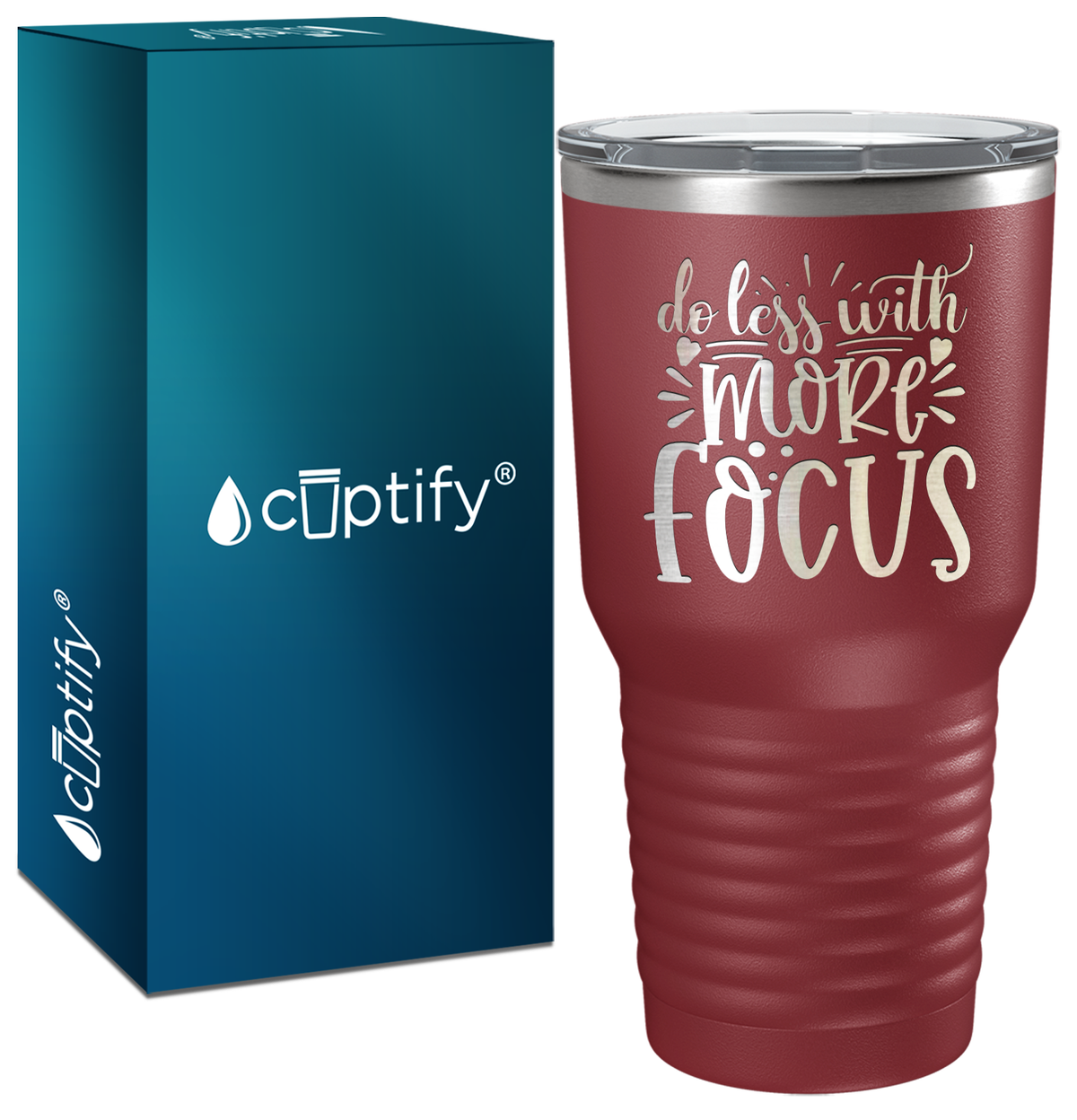 Do Less With More Focus Laser Engraved on Stainless Steel Motivational Tumbler