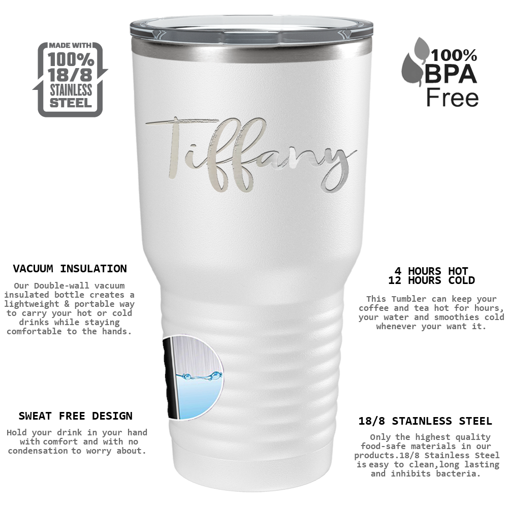 Cuptify Personalized on White 30 oz Stainless Steel Ringneck Tumbler