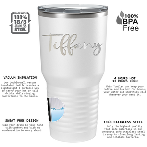 Cuptify Personalized on White 30 oz Stainless Steel Ringneck Tumbler