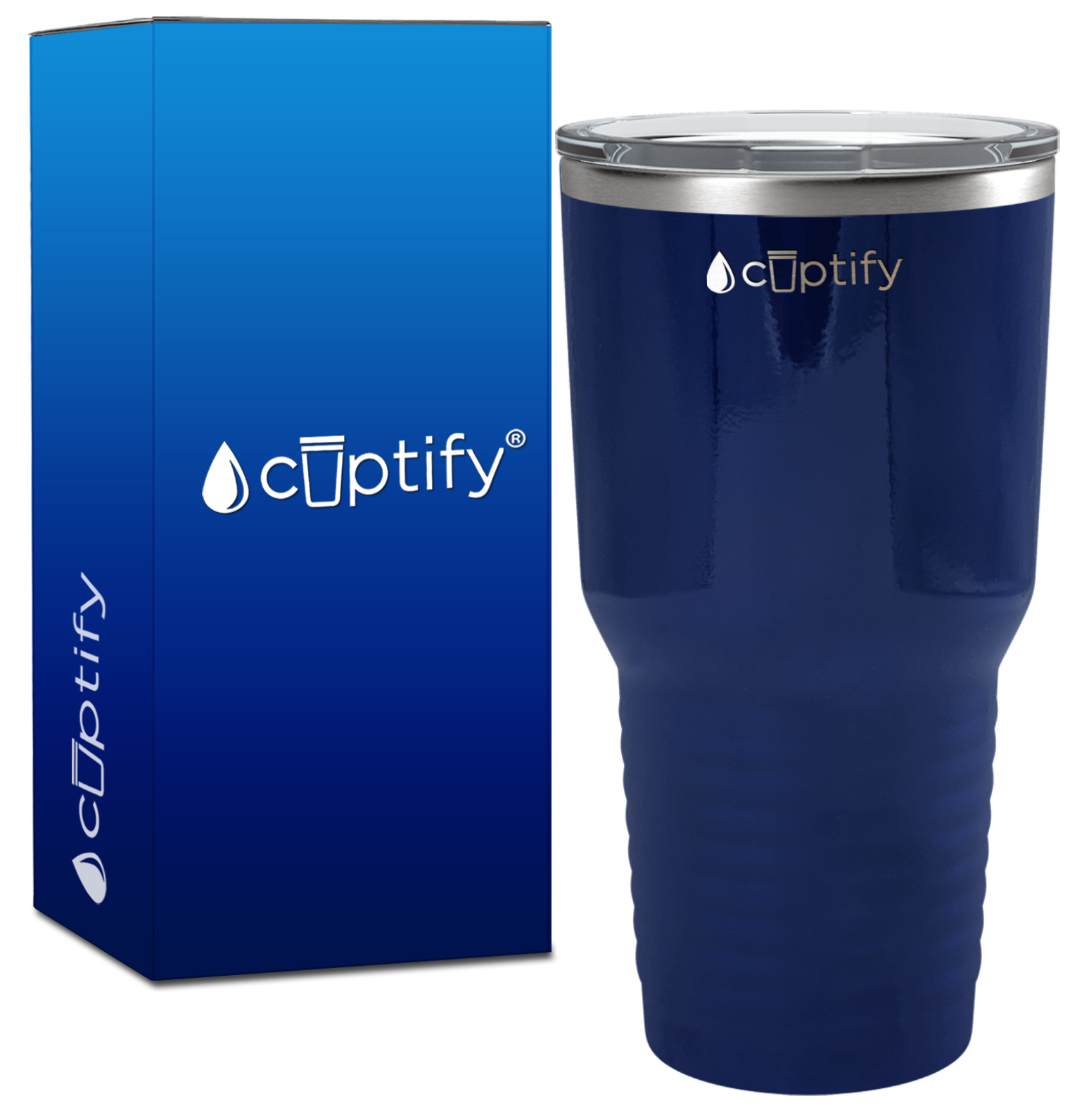 Navy Blue Gloss 30oz Stainless Steel Tumbler