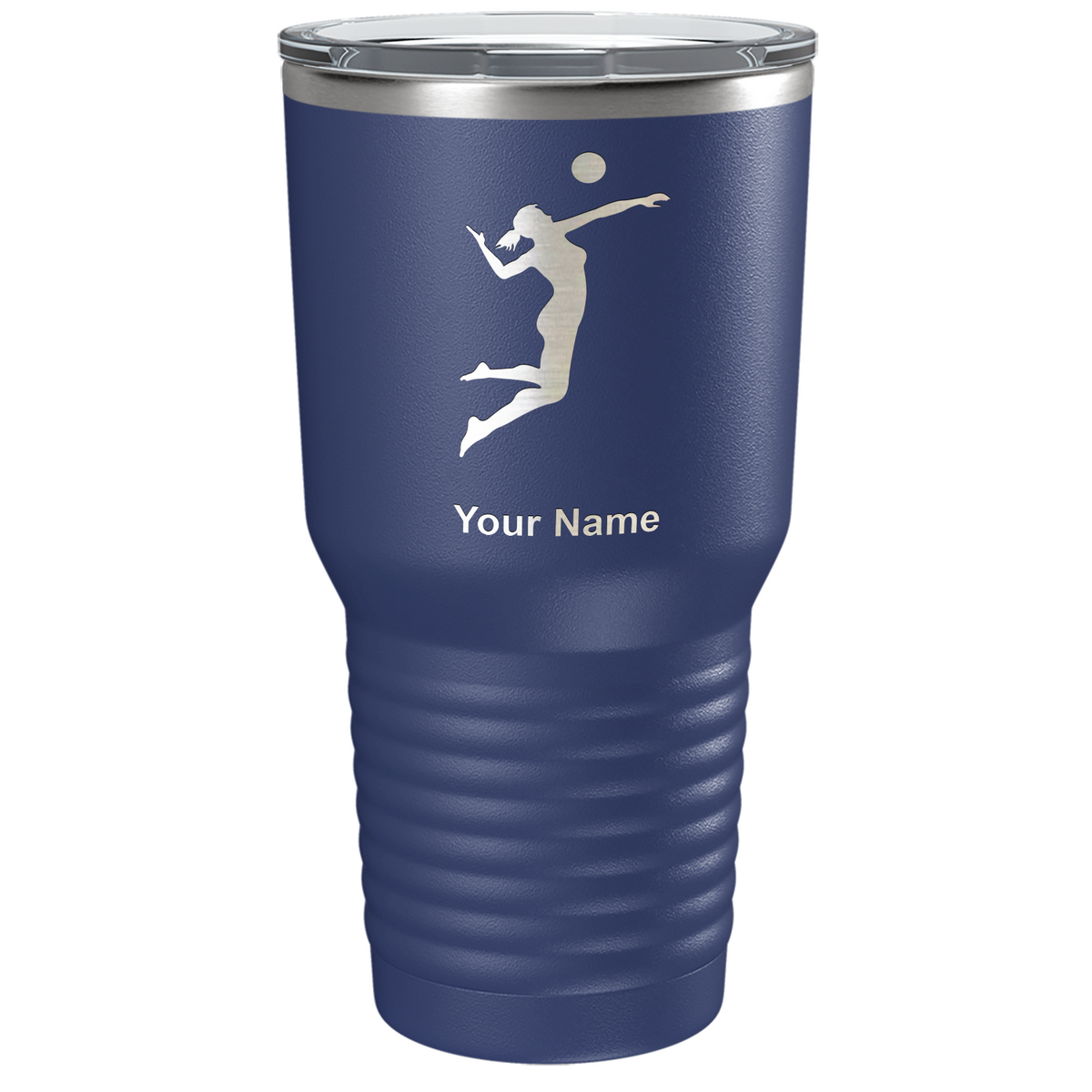 Personalized Volleyball Player Silhouette Laser Engraved on Stainless Steel Volleyball Tumbler