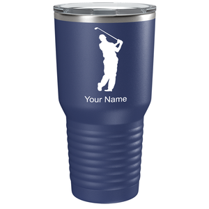 Golf Player Silhouette on Stainless Steel Golf Tumbler