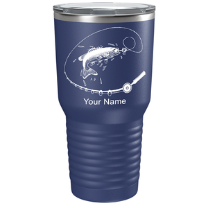 Fishing Poll with Fish on Stainless Steel Fishing Tumbler
