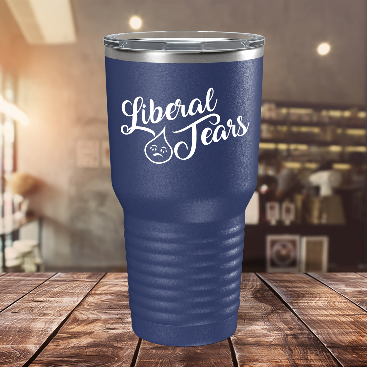 Liberal Tears Crying on Navy Blue 30 oz Stainless Steel Tumbler