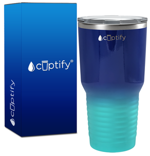 Navy Blue Seafoam Ombre 30oz Stainless Steel Tumbler
