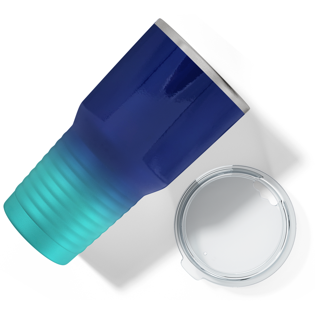 Custom Laser Engraved 30oz Navy Blue Seafoam Ombre Stainless Steel Tumbler