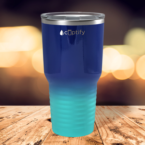 Navy Blue Seafoam Ombre 30oz Stainless Steel Tumbler