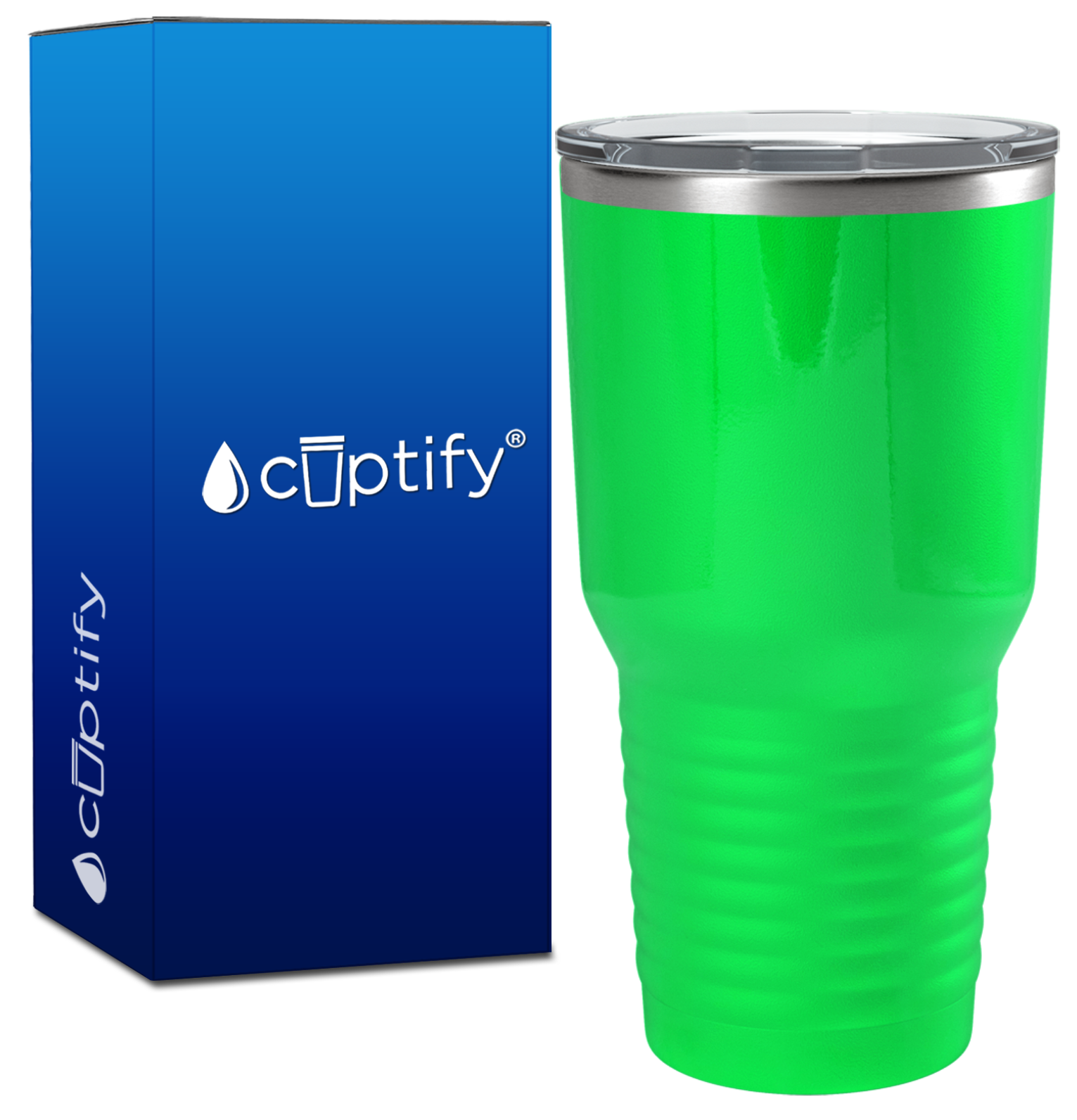 Custom Laser Engraved 30oz Neon Green Gloss Stainless Steel Tumbler