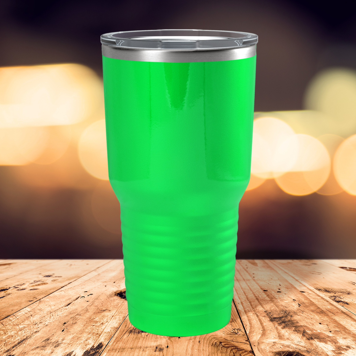 Custom Laser Engraved 30oz Neon Green Gloss Stainless Steel Tumbler
