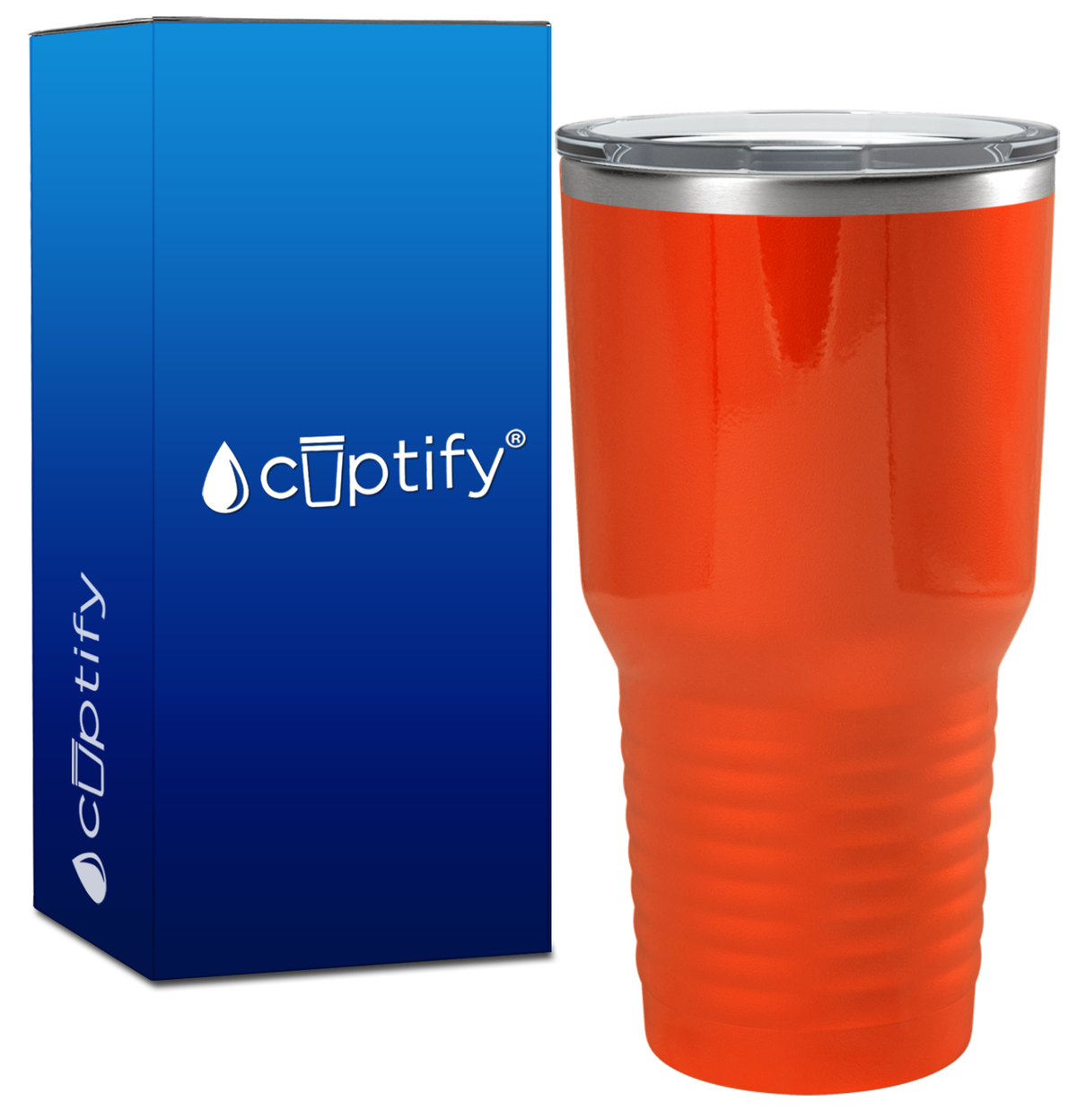 Custom Laser Engraved 30oz Orange Gloss Stainless Steel Tumbler
