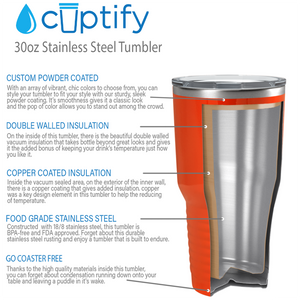 Orange Gloss 30oz Stainless Steel Tumbler