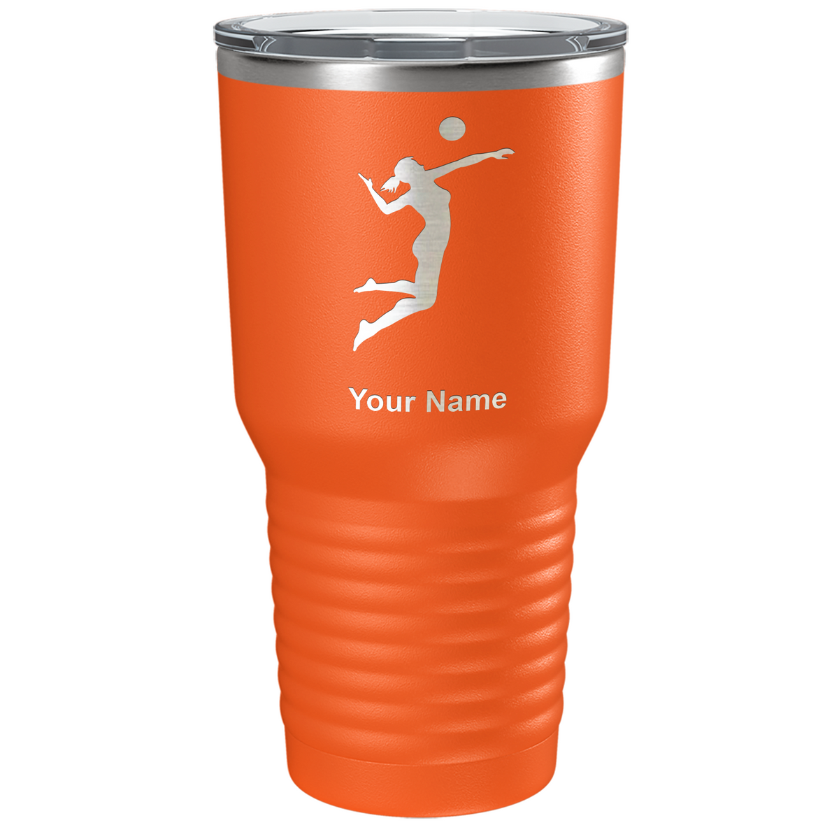 Personalized Volleyball Player Silhouette Laser Engraved on Stainless Steel Volleyball Tumbler