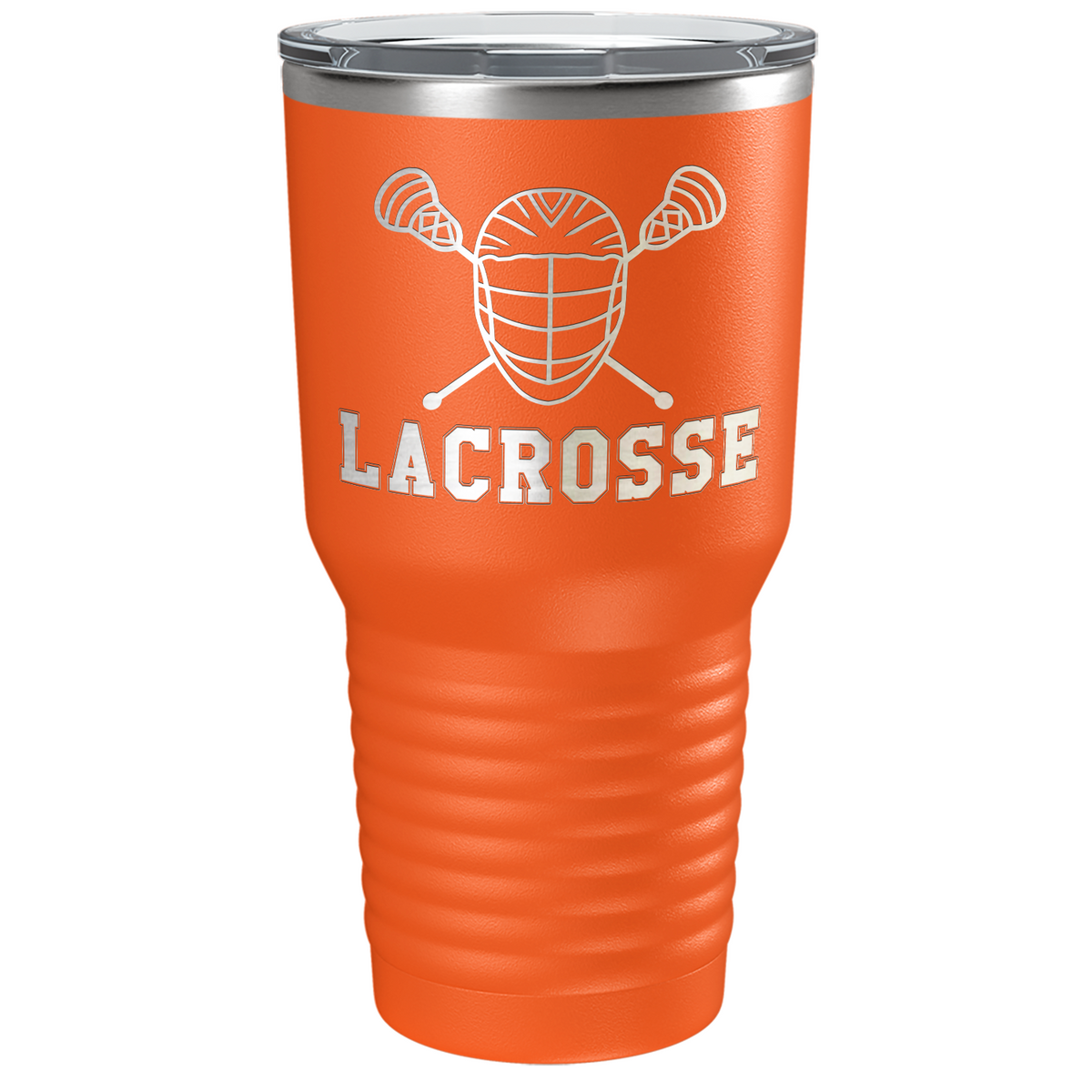 Lacrosse Mask and Sticks Laser Engraved on Stainless Steel Lacrosse Tumbler