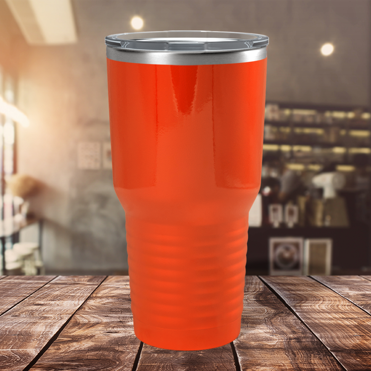 Custom Laser Engraved 30oz Orange Gloss Stainless Steel Tumbler
