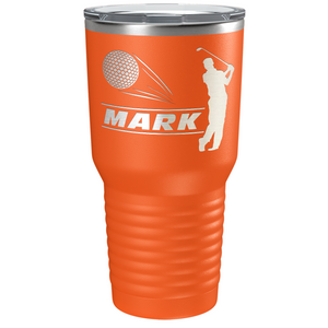 Personalized Golfer Laser Engraved on Stainless Steel Golf Tumbler