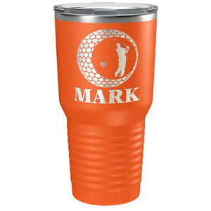 Personalized Golfer in Ball Laser Engraved on Stainless Steel Golf Tumbler