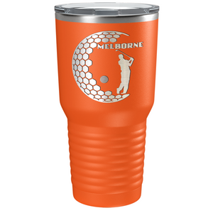 Personalized Golfer in Half Ball Laser Engraved on Stainless Steel Golf Tumbler