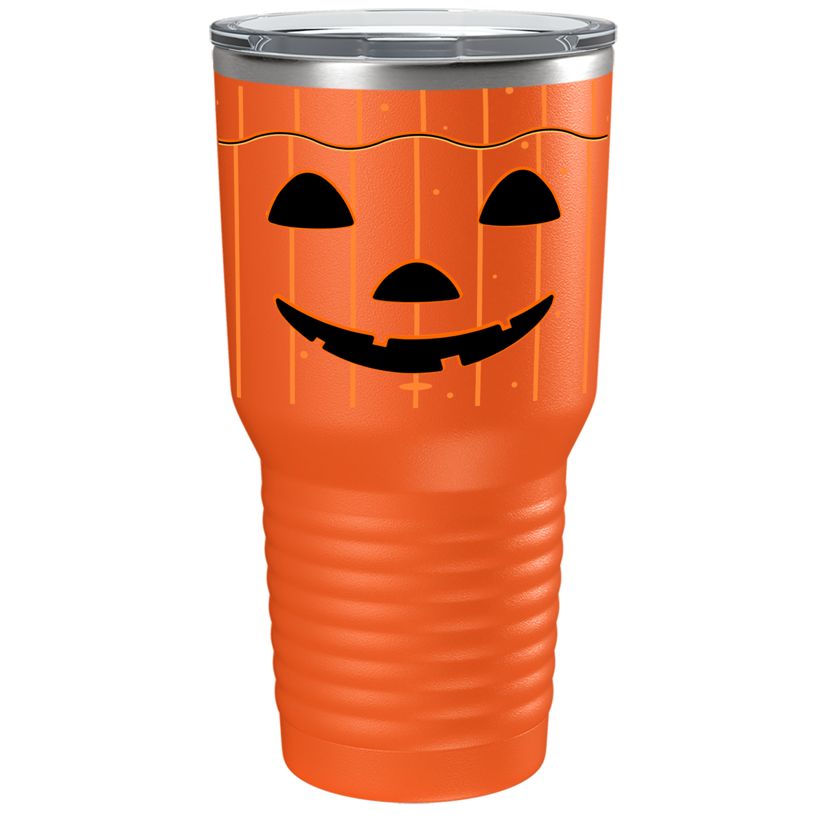 Jack O Lantern Pumpkin Face on Stainless Steel Halloween Tumbler