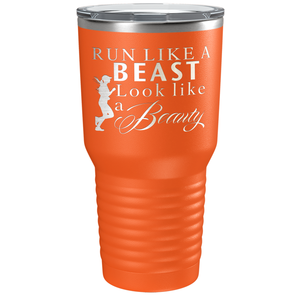 Run Like a Beast Look Like a Beauty Laser Engraved on Stainless Steel Cross Country Tumbler