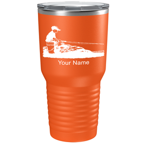 Little Boy Fishing on Stainless Steel Fishing Tumbler