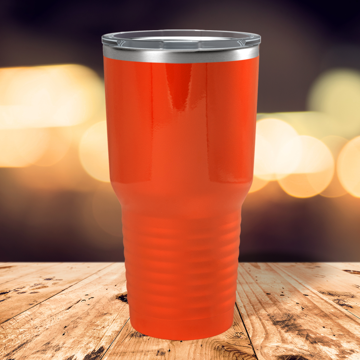 Custom Laser Engraved 30oz Orange Gloss Stainless Steel Tumbler
