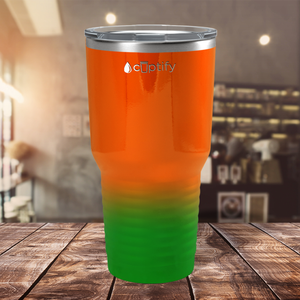 Orange Green Ombre 30oz Stainless Steel Tumbler