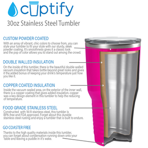 Pink Gloss 30oz Stainless Steel Tumbler