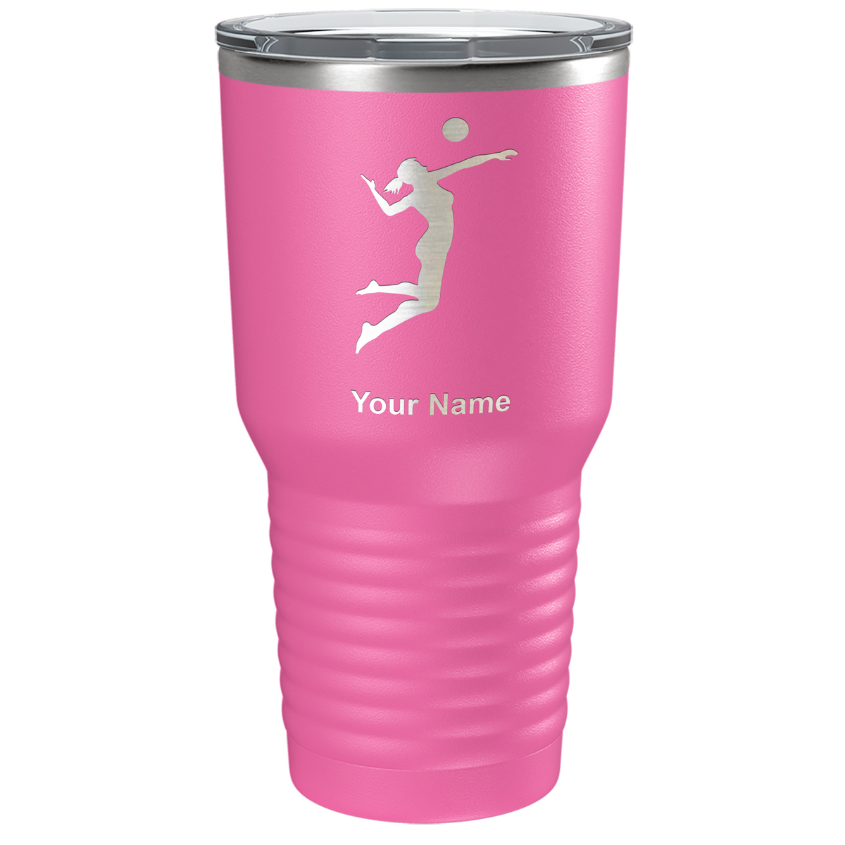 Personalized Volleyball Player Silhouette Laser Engraved on Stainless Steel Volleyball Tumbler