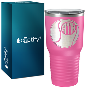 Personalized Monogrammed Tennis Ball Laser Engraved on Stainless Steel Tennis Tumbler