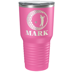 Personalized Golfer in Ball Laser Engraved on Stainless Steel Golf Tumbler