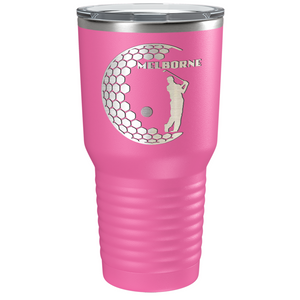 Personalized Golfer in Half Ball Laser Engraved on Stainless Steel Golf Tumbler