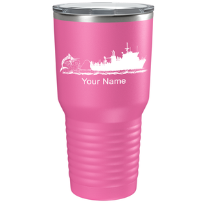 Marlin Boat Fishing on Stainless Steel Fishing Tumbler