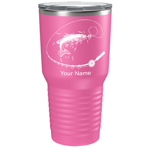 Fishing Poll with Fish on Stainless Steel Fishing Tumbler