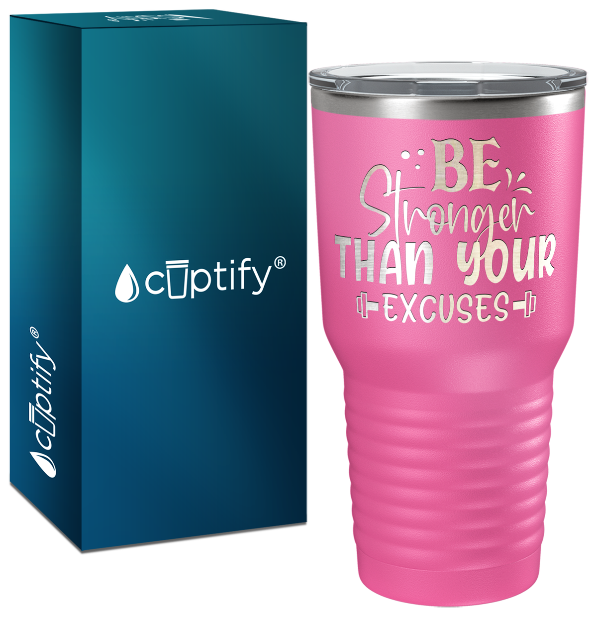 Be Stronger Than Your Excuses Laser Engraved on Stainless Steel Motivational Tumbler