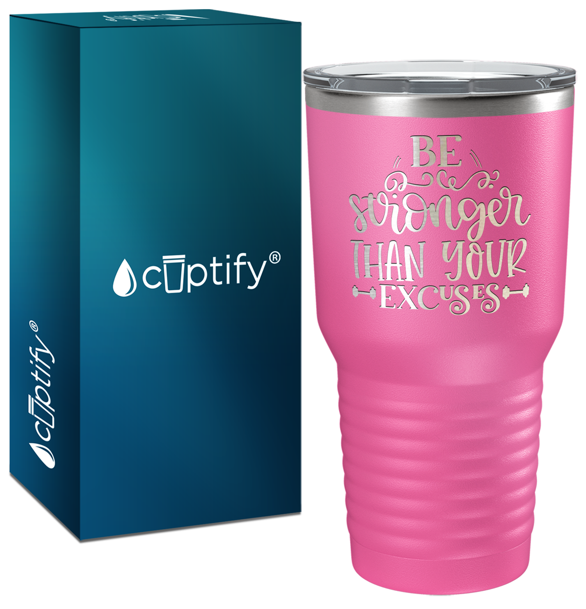 Be Stronger Laser Engraved on Stainless Steel Motivational Tumbler