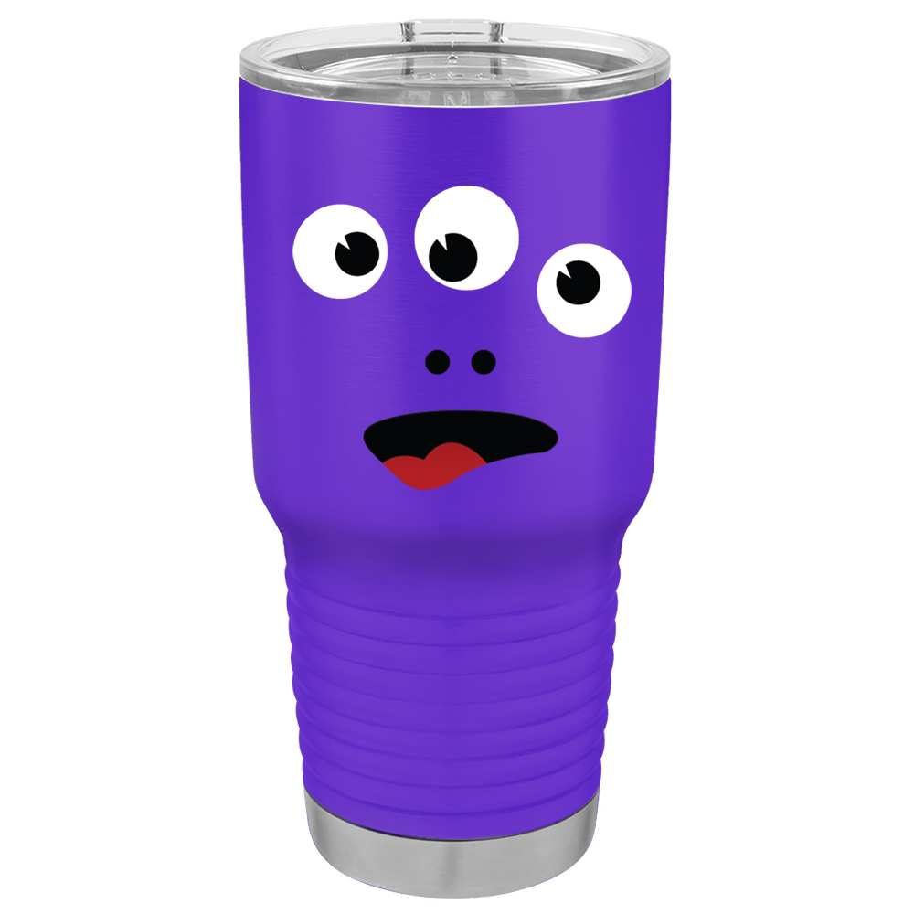 Purple Three Eye Monster on Stainless Steel Halloween Tumbler
