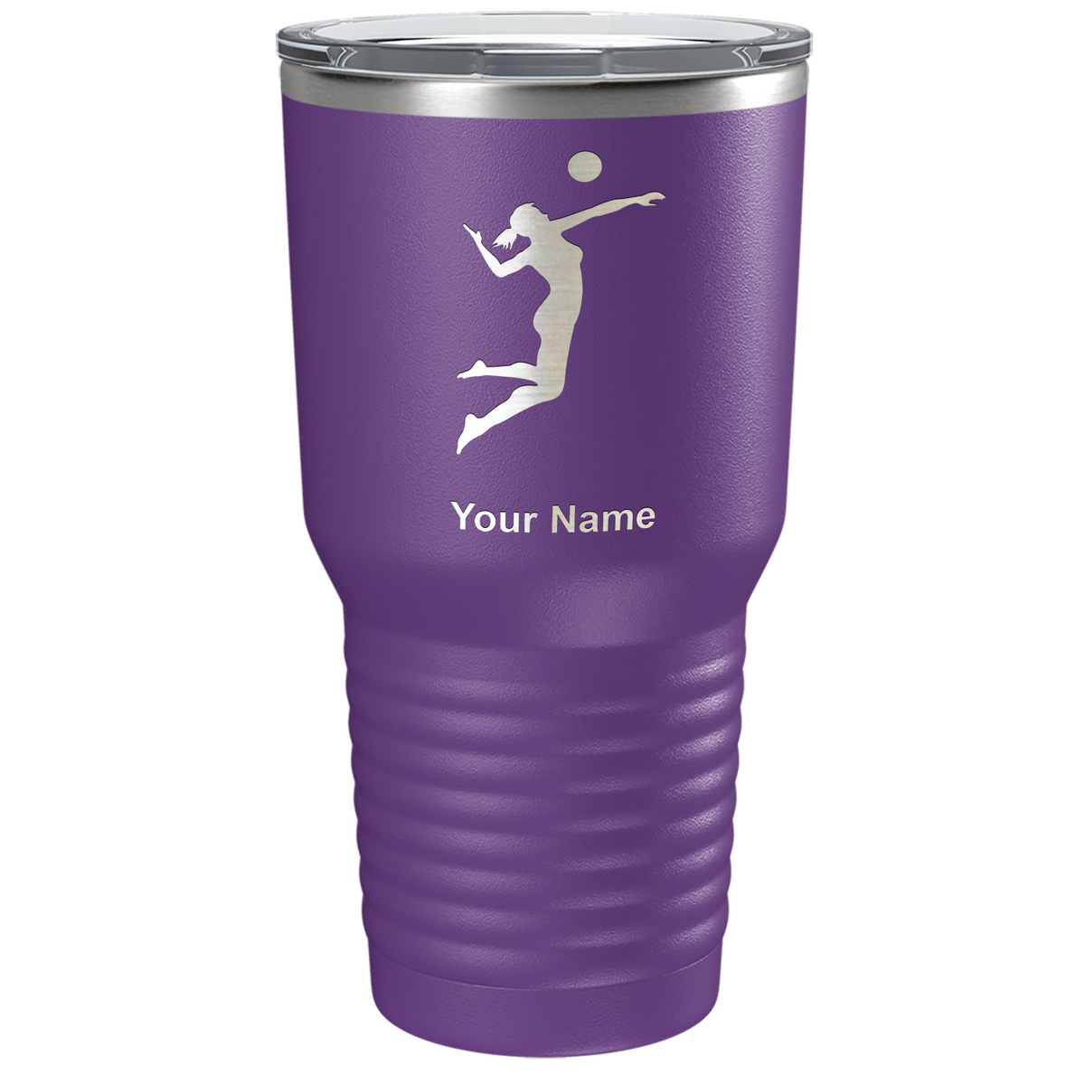 Personalized Volleyball Player Silhouette Laser Engraved on Stainless Steel Volleyball Tumbler
