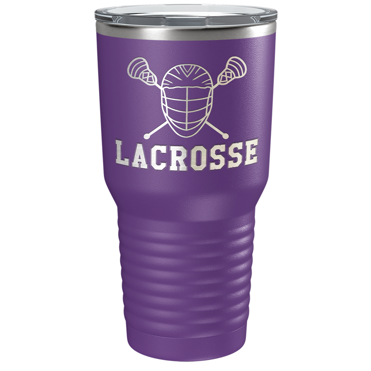 Lacrosse Mask and Sticks Laser Engraved on Stainless Steel Lacrosse Tumbler