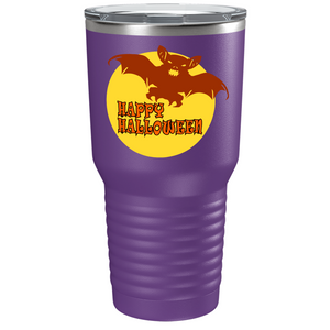 Happy Halloween Flying Bat on Stainless Steel Halloween Tumbler