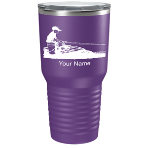 Little Boy Fishing on Stainless Steel Fishing Tumbler