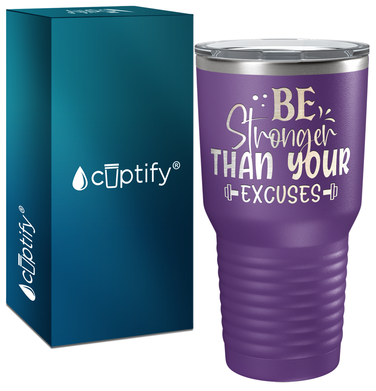Be Stronger Than Your Excuses Laser Engraved on Stainless Steel Motivational Tumbler