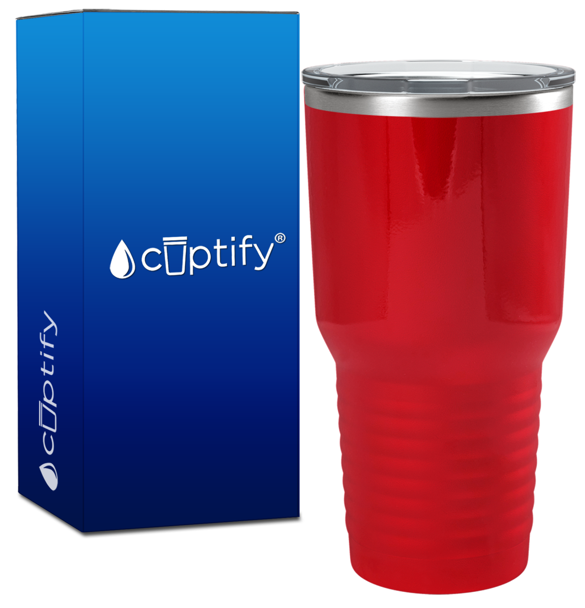 Custom Laser Engraved 30oz Red Gloss Stainless Steel Tumbler