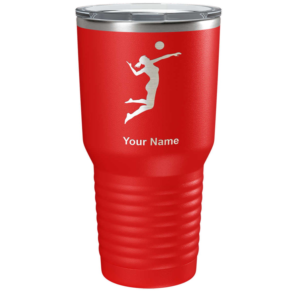 Personalized Volleyball Player Silhouette Laser Engraved on Stainless Steel Volleyball Tumbler
