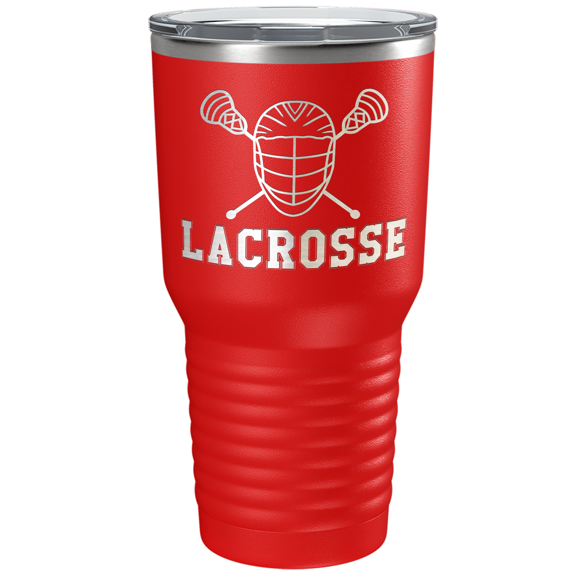 Lacrosse Mask and Sticks Laser Engraved on Stainless Steel Lacrosse Tumbler