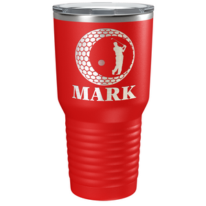 Personalized Golfer in Ball Laser Engraved on Stainless Steel Golf Tumbler