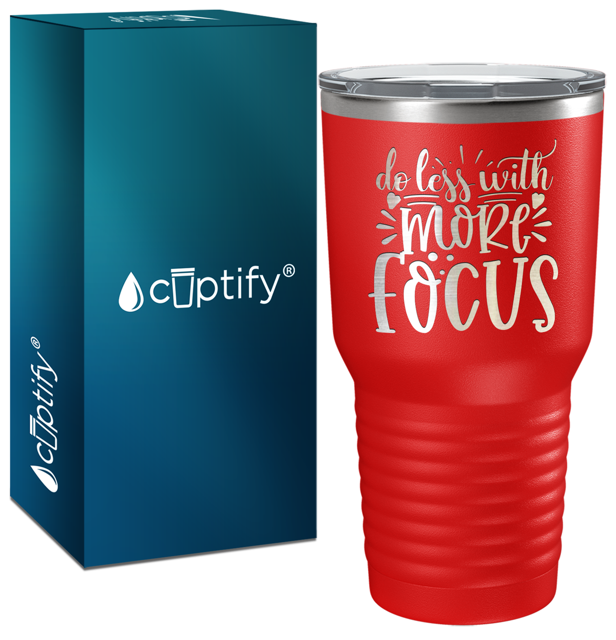 Do Less With More Focus Laser Engraved on Stainless Steel Motivational Tumbler