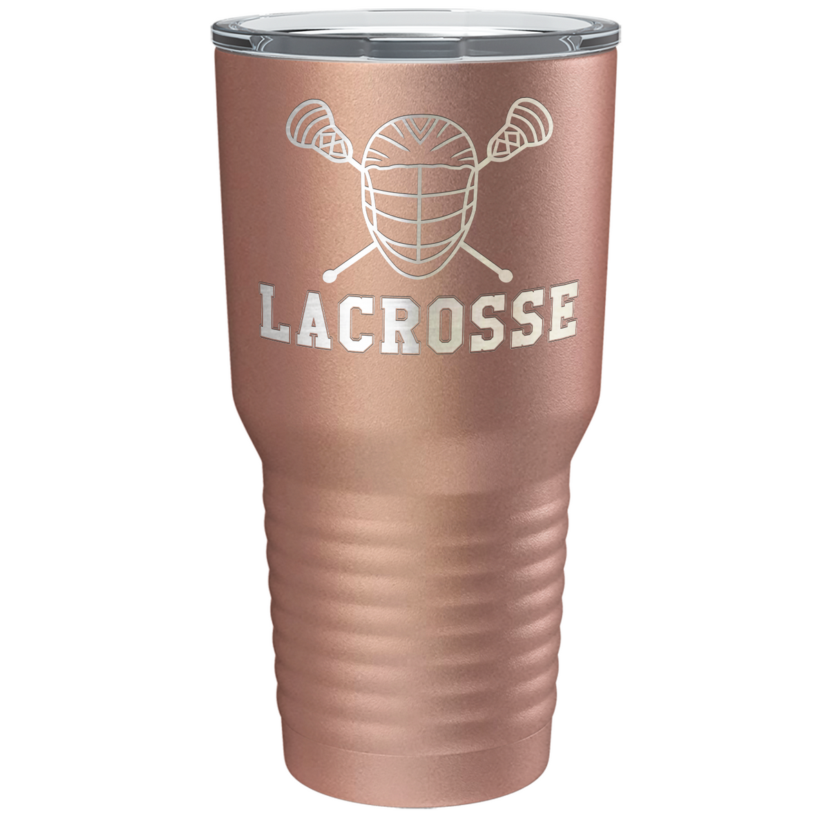 Lacrosse Mask and Sticks Laser Engraved on Stainless Steel Lacrosse Tumbler