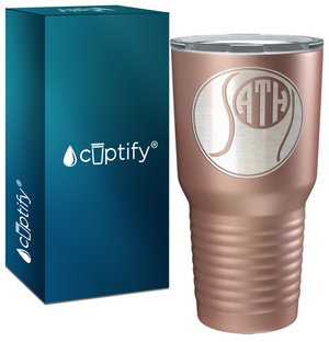 Personalized Monogrammed Tennis Ball Laser Engraved on Stainless Steel Tennis Tumbler